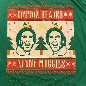 NWT ELF “Cotton Headed Ninny Muggins” Green Ugly Christmas T-Shirt Men’s Sz 2X